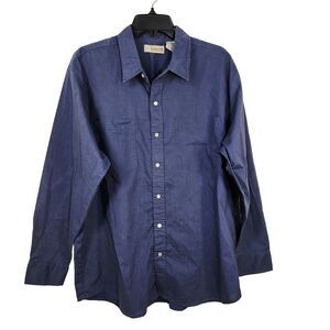 Haband Mens Shirt Size Large Blue Pearl Snaps Western Pocket Long Sleeve Cowboy